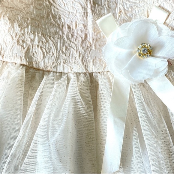 RARE Edition Candlelight Dress Gold Metallic Jacquard Bodice Sparkle Mesh Skirt - Picture 3 of 4